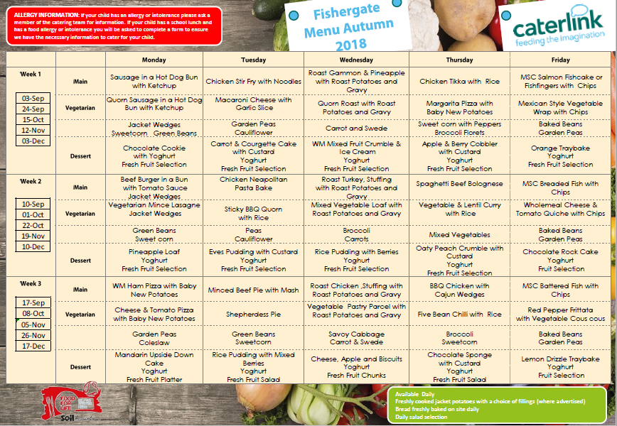 Autumn Term Menu Fishergate Primary School